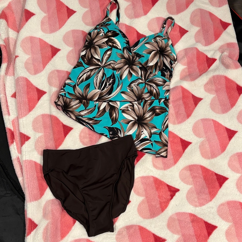 Caribbean Joe Floral Bikini - Turquoise and Brown